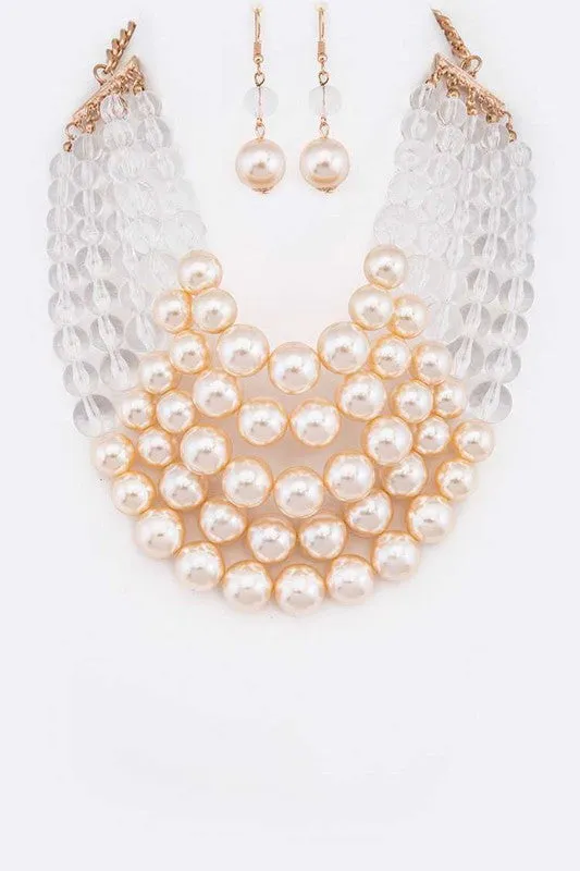 Necklaces 2 Tone Layered Pearls Strand Statement Necklace LA Jewelry Plaza Necklaces 2 Tone Layered Pearls Strand Statement Necklace LA Jewelry Plaza