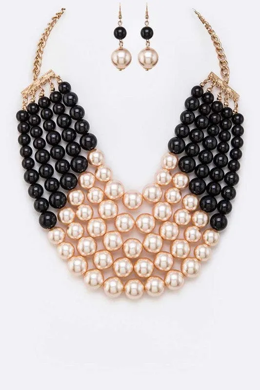 Necklaces 2 Tone Layered Pearls Strand Statement Necklace LA Jewelry Plaza Necklaces 2 Tone Layered Pearls Strand Statement Necklace LA Jewelry Plaza