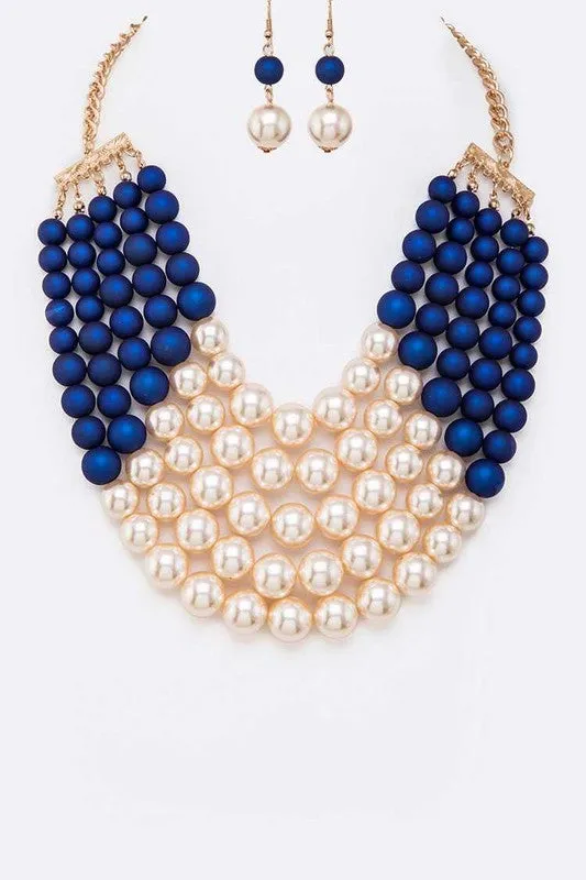 Necklaces 2 Tone Layered Pearls Strand Statement Necklace LA Jewelry Plaza Necklaces 2 Tone Layered Pearls Strand Statement Necklace LA Jewelry Plaza