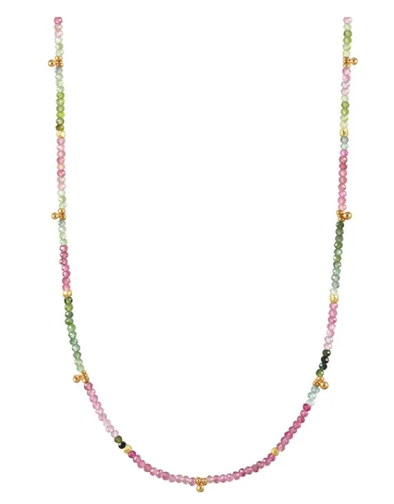 Necklaces AVF Gold MultiColored Tourmaline Beaded Necklace SI6784 AVF