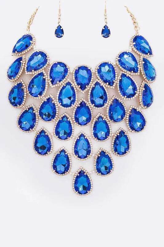Necklaces Crystal Teardrop Statement Bib Necklace Set LA Jewelry Plaza Necklaces Crystal Teardrop Statement Bib Necklace Set LA Jewelry Plaza