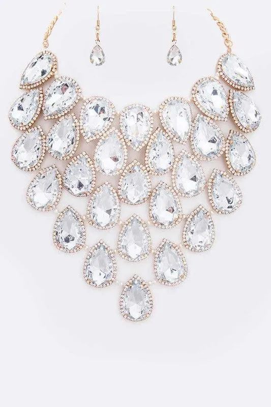 Necklaces Crystal Teardrop Statement Bib Necklace Set LA Jewelry Plaza Necklaces Crystal Teardrop Statement Bib Necklace Set LA Jewelry Plaza