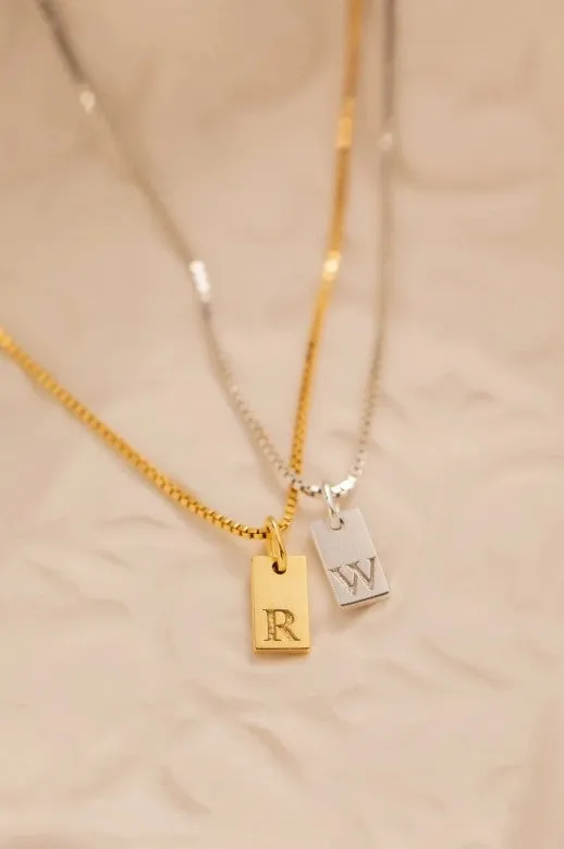Necklaces Dani Em Stamped Initial Personalized Necklace