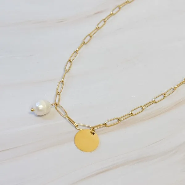 Necklaces Ellison and Young Pearl And Disc Chain Necklace