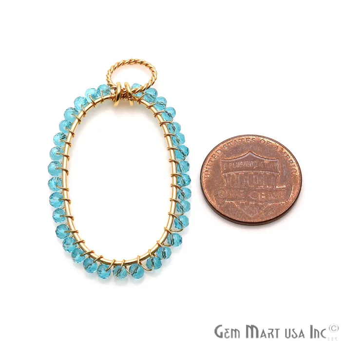 Necklaces GemmartUSA DIY Gemstone Beaded Wire Wrapped 39x25mm Oval Gold Pendant Connector Necklaces GemmartUSA DIY Gemstone Beaded Wire Wrapped 39x25mm Oval Gold Pendant Connector