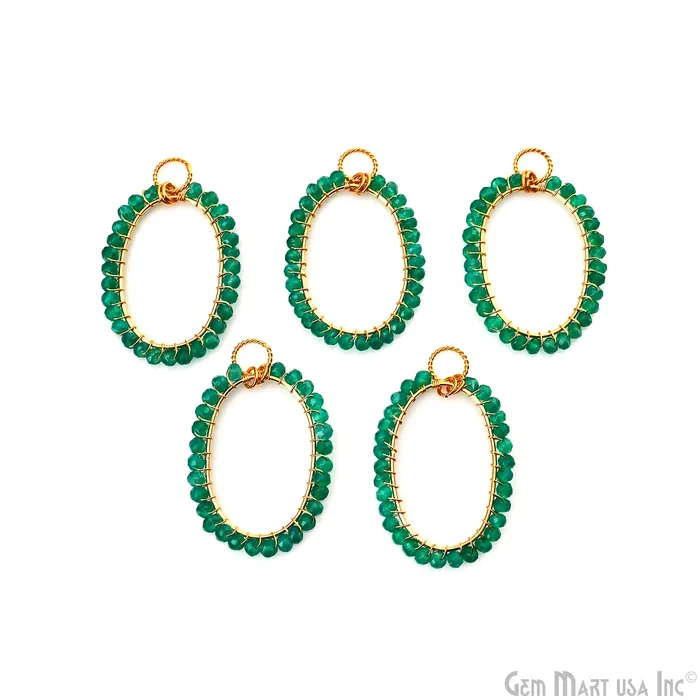 Necklaces GemmartUSA DIY Gemstone Beaded Wire Wrapped 39x25mm Oval Gold Pendant Connector Necklaces GemmartUSA DIY Gemstone Beaded Wire Wrapped 39x25mm Oval Gold Pendant Connector