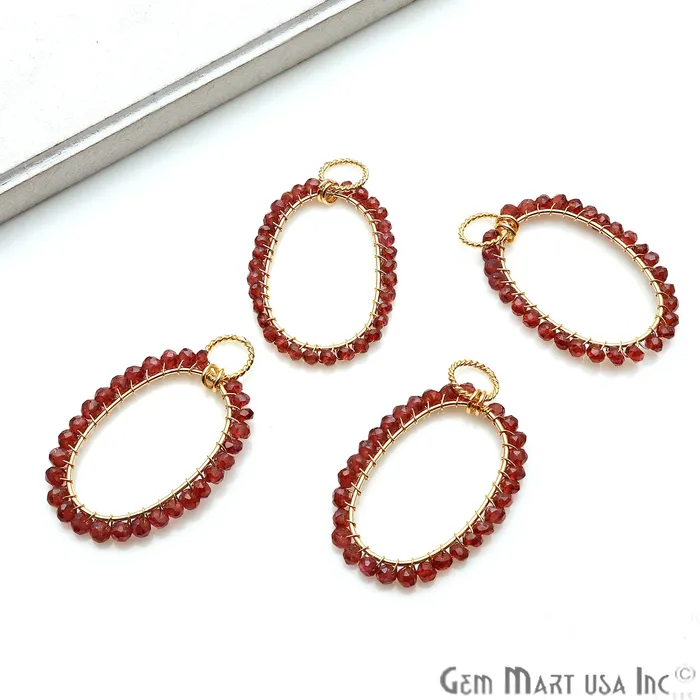 Necklaces GemmartUSA DIY Gemstone Beaded Wire Wrapped 39x25mm Oval Gold Pendant Connector Necklaces GemmartUSA DIY Gemstone Beaded Wire Wrapped 39x25mm Oval Gold Pendant Connector
