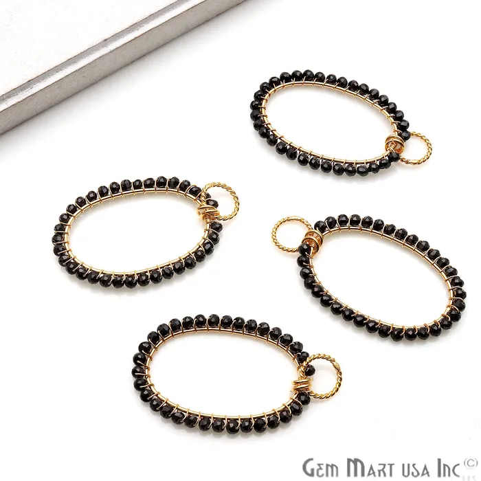 Necklaces GemmartUSA DIY Gemstone Beaded Wire Wrapped 39x25mm Oval Gold Pendant Connector Necklaces GemmartUSA DIY Gemstone Beaded Wire Wrapped 39x25mm Oval Gold Pendant Connector