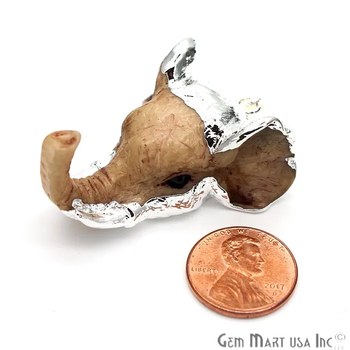 Necklaces GemMartUSA Elephant Head Pendant Silver Edged Connector Bracelets Charm Elephant Head NecklaceCHPR50201 Necklaces GemMartUSA Elephant Head Pendant Silver Edged Connector Bracelets Charm Elephant Head NecklaceCHPR50201
