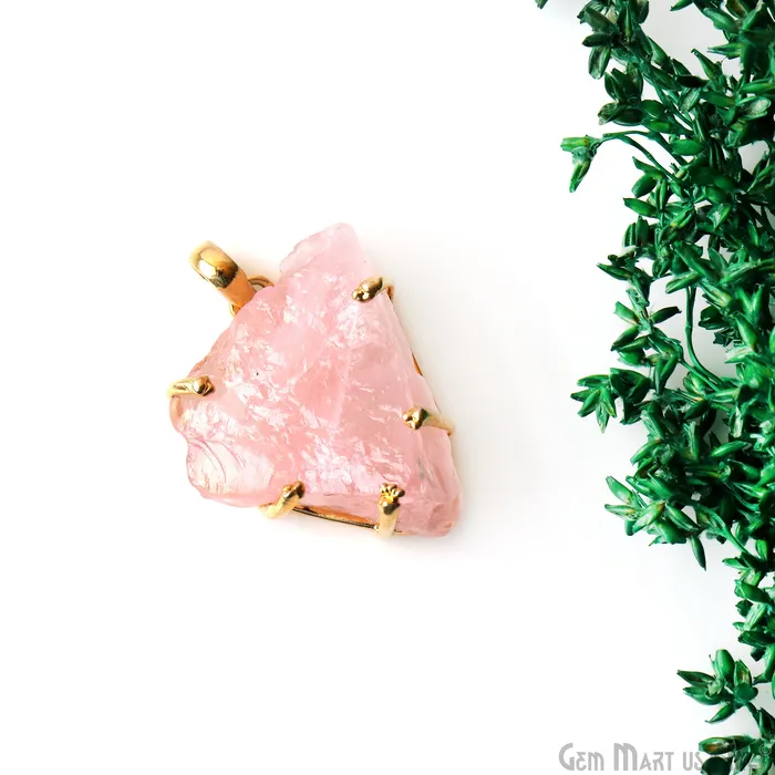 Necklaces GemMartUSA Natural Morganite Organic 33x24mm Gold Plated Prong Setting Single Bail Gemstone Pendant Necklaces GemMartUSA Natural Morganite Organic 33x24mm Gold Plated Prong Setting Single Bail Gemstone Pendant