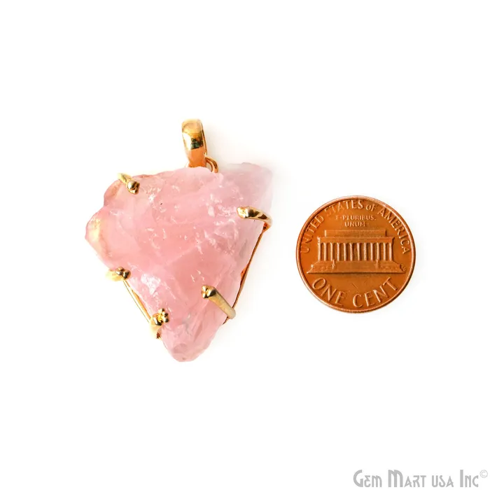 Necklaces GemMartUSA Natural Morganite Organic 33x24mm Gold Plated Prong Setting Single Bail Gemstone Pendant Necklaces GemMartUSA Natural Morganite Organic 33x24mm Gold Plated Prong Setting Single Bail Gemstone Pendant