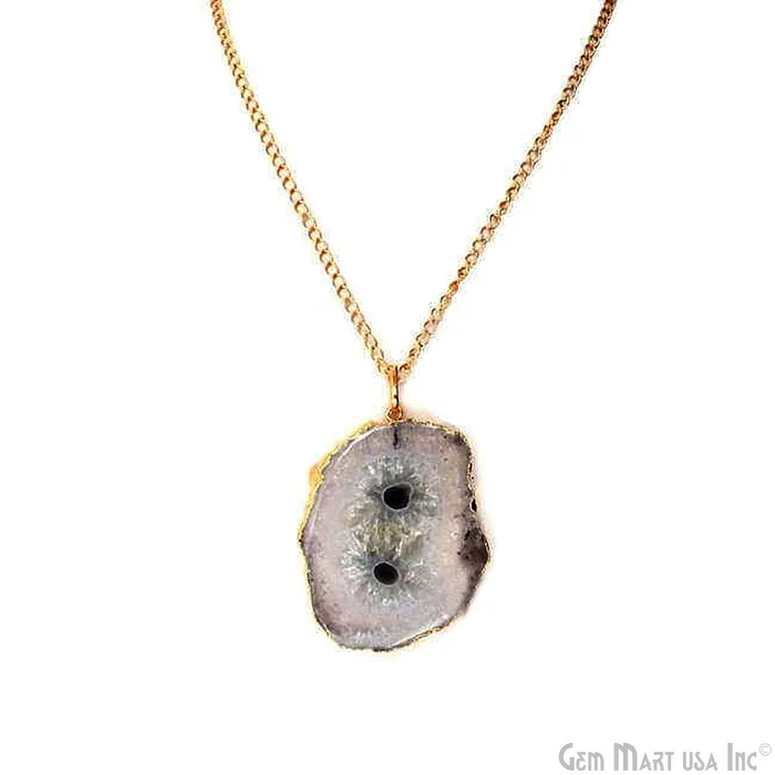 Necklaces GemMartUSA One Of A Kind Solar druzy 49x64mm Gold Electroplated Single Bail 34 Inch Necklace Chain Pendant Necklaces GemMartUSA One Of A Kind Solar druzy 49x64mm Gold Electroplated Single Bail 34 Inch Necklace Chain Pendant