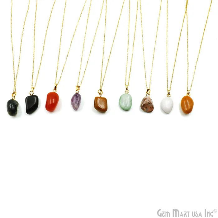 Necklaces GemMartUSA Tumbled Shaped 25x15mm Gold Plated Necklace Chain Pendant 18 Inch Necklaces GemMartUSA Tumbled Shaped 25x15mm Gold Plated Necklace Chain Pendant 18 Inch