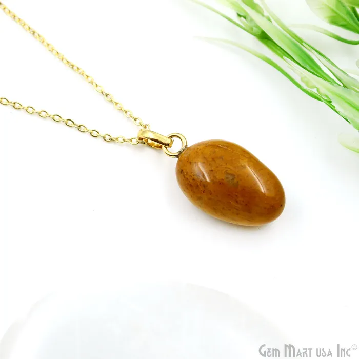 Necklaces GemMartUSA Tumbled Shaped 25x15mm Gold Plated Necklace Chain Pendant 18 Inch Necklaces GemMartUSA Tumbled Shaped 25x15mm Gold Plated Necklace Chain Pendant 18 Inch