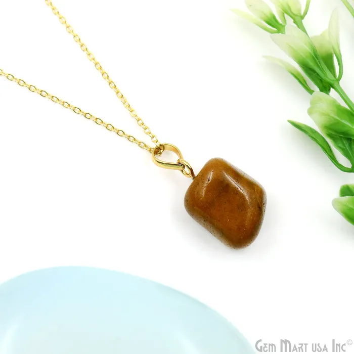 Necklaces GemMartUSA Tumbled Shaped 25x15mm Gold Plated Necklace Chain Pendant 18 Inch Necklaces GemMartUSA Tumbled Shaped 25x15mm Gold Plated Necklace Chain Pendant 18 Inch