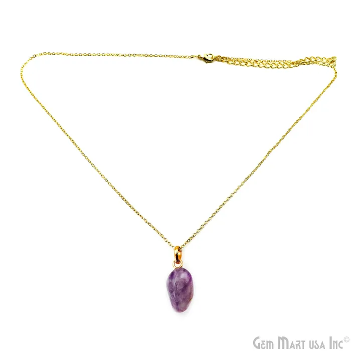 Necklaces GemMartUSA Tumbled Shaped 25x15mm Gold Plated Necklace Chain Pendant 18 Inch Necklaces GemMartUSA Tumbled Shaped 25x15mm Gold Plated Necklace Chain Pendant 18 Inch