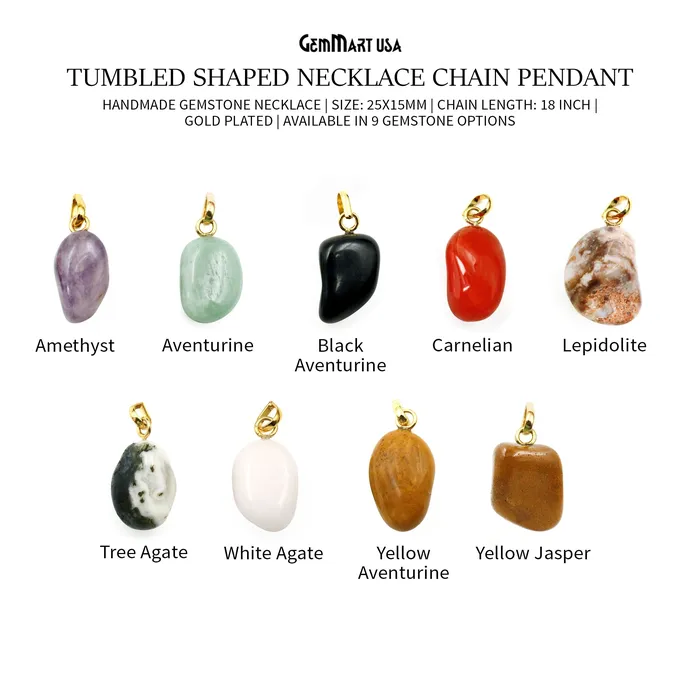Necklaces GemMartUSA Tumbled Shaped 25x15mm Gold Plated Necklace Chain Pendant 18 Inch Necklaces GemMartUSA Tumbled Shaped 25x15mm Gold Plated Necklace Chain Pendant 18 Inch