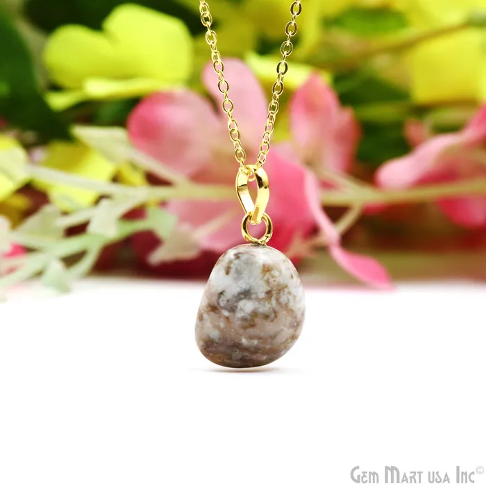 Necklaces GemMartUSA Tumbled Shaped 25x15mm Gold Plated Necklace Chain Pendant 18 Inch Necklaces GemMartUSA Tumbled Shaped 25x15mm Gold Plated Necklace Chain Pendant 18 Inch