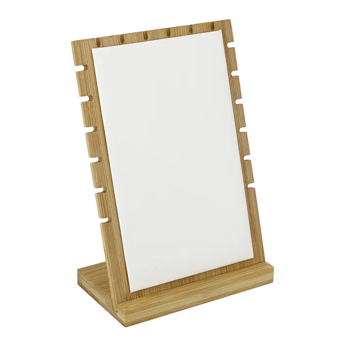 Necklaces JPIDisplay 17 x 24cm White Leatherette Bamboo Necklace Jewelry Display Necklaces JPIDisplay 17 x 24cm White Leatherette Bamboo Necklace Jewelry Display