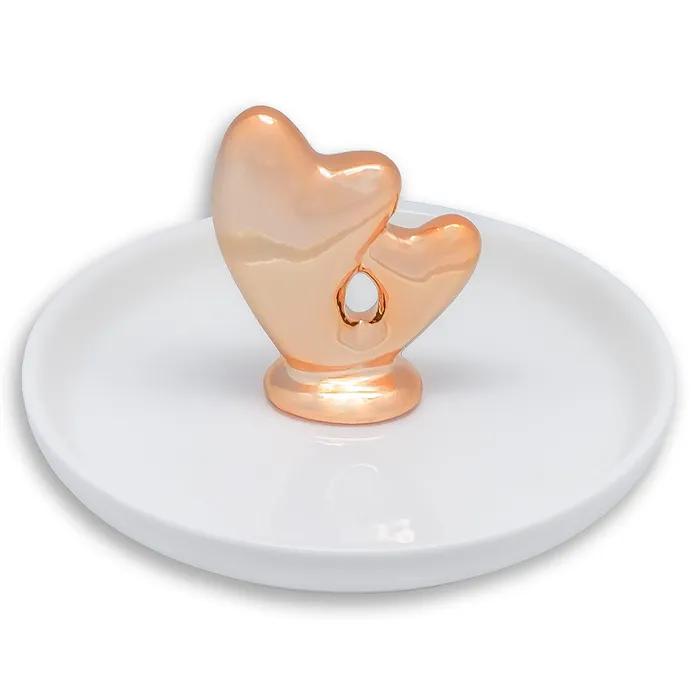 Necklaces JPIDisplay Ceramic Rose Gold Heart Jewelry Dish