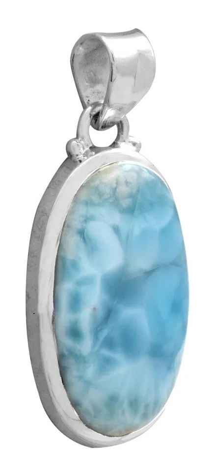 Necklaces Larimar 1 34 Long 925 Solid Sterling Silver Pendant With 18 Chain Necklace YoTreasure