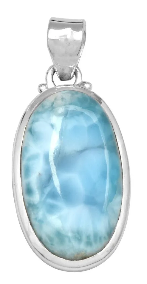 Necklaces Larimar 1 34 Long 925 Solid Sterling Silver Pendant With 18 Chain Necklace YoTreasure