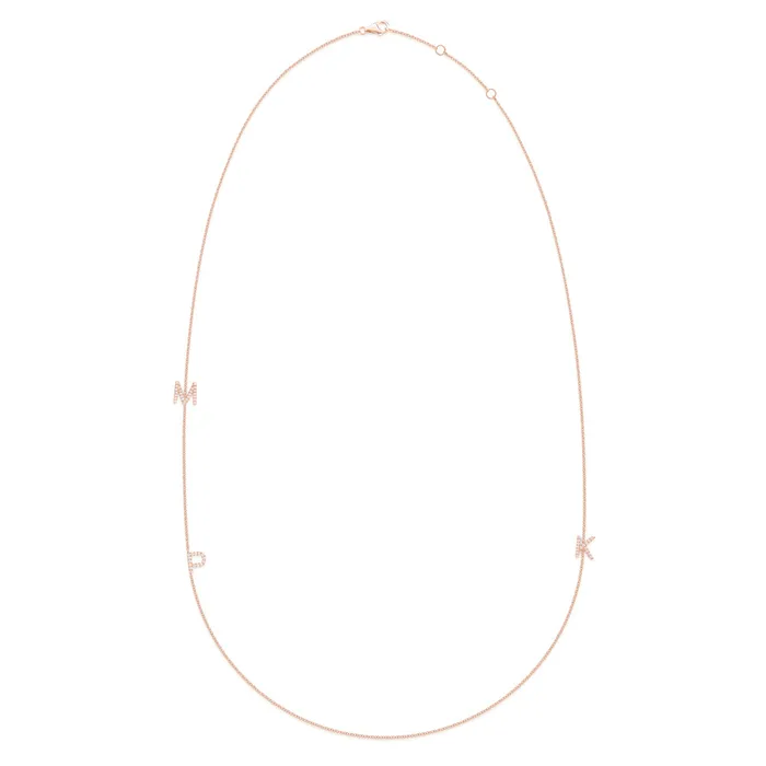 Necklaces LEO MATHILD BIG TRIPLE DIAMOND INITIAL NECKLACE