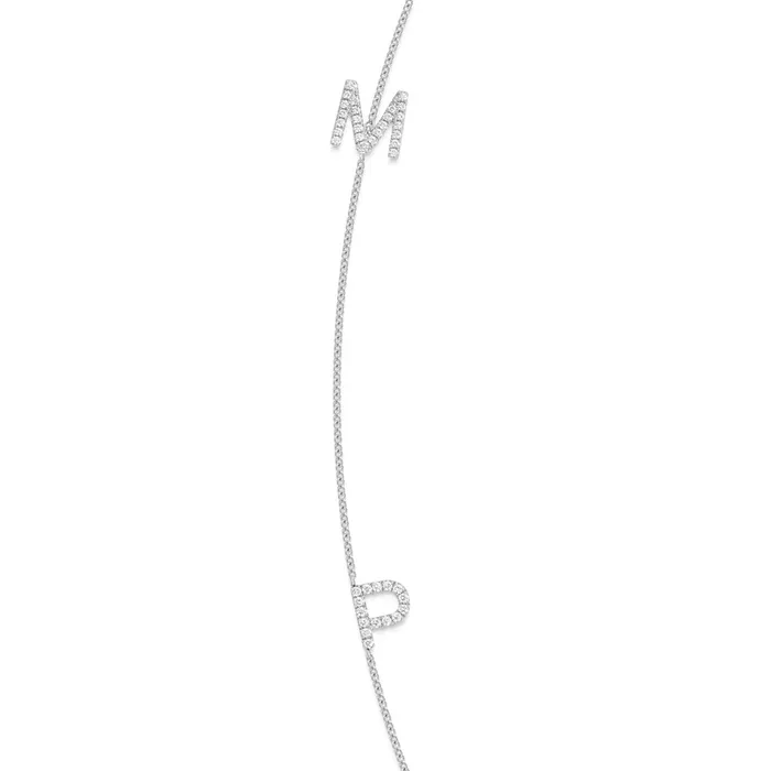 Necklaces LEO MATHILD BIG TRIPLE DIAMOND INITIAL NECKLACE