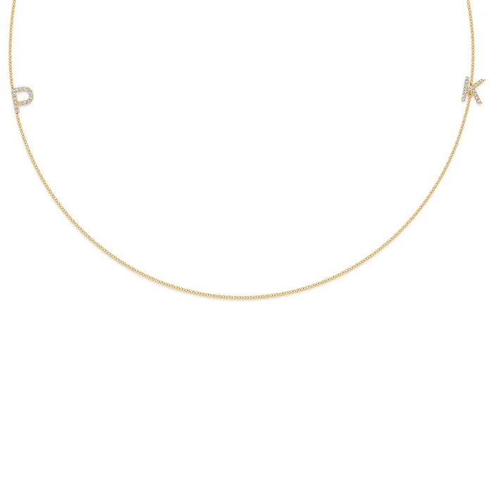 Necklaces LEO MATHILD BIG TRIPLE DIAMOND INITIAL NECKLACE