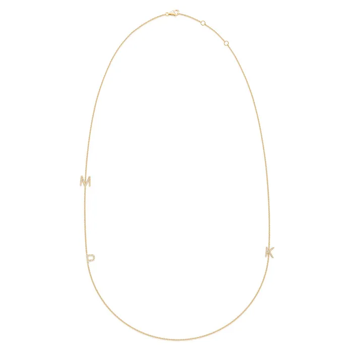 Necklaces LEO MATHILD BIG TRIPLE DIAMOND INITIAL NECKLACE