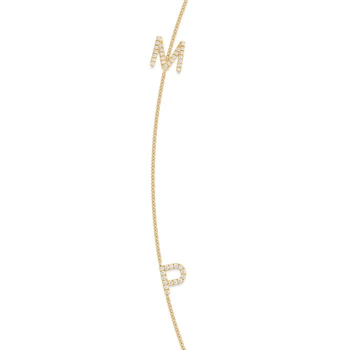 Necklaces LEO MATHILD BIG TRIPLE DIAMOND INITIAL NECKLACE