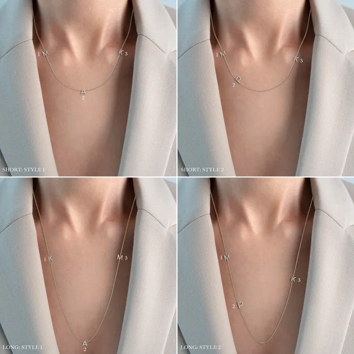 Necklaces LEO MATHILD BIG TRIPLE DIAMOND INITIAL NECKLACE