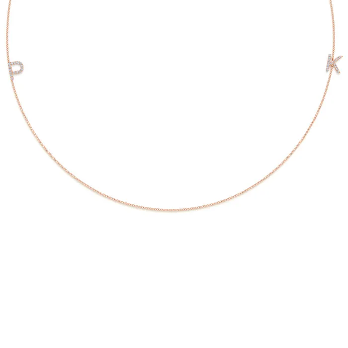 Necklaces LEO MATHILD BIG TRIPLE DIAMOND INITIAL NECKLACE