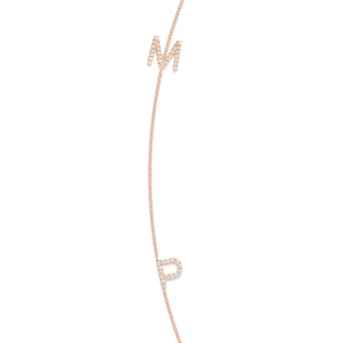 Necklaces LEO MATHILD BIG TRIPLE DIAMOND INITIAL NECKLACE