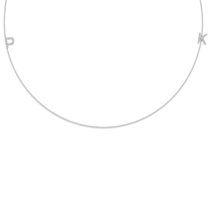 Necklaces LEO MATHILD BIG TRIPLE DIAMOND INITIAL NECKLACE