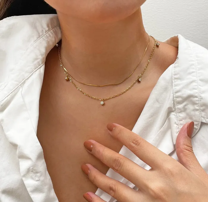Necklaces Mai Dsire LYDIA GOLD DIAMOND STATION NECKLACE