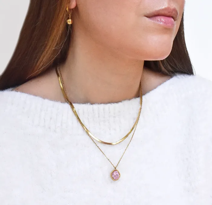 Necklaces Mai Dsire PINK AMETHYST BIRTHSTONE PENDANT FEBRUARY SAMPLE