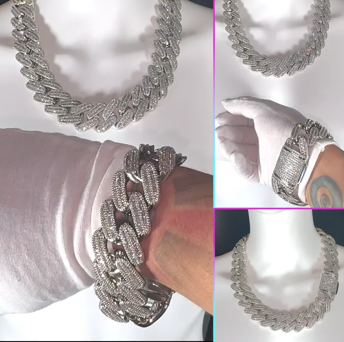 Necklaces Minx London Cuban Link Chain Iced Out Chain Iced Out NecklaceBaguette Necklace Hip Hop Chain