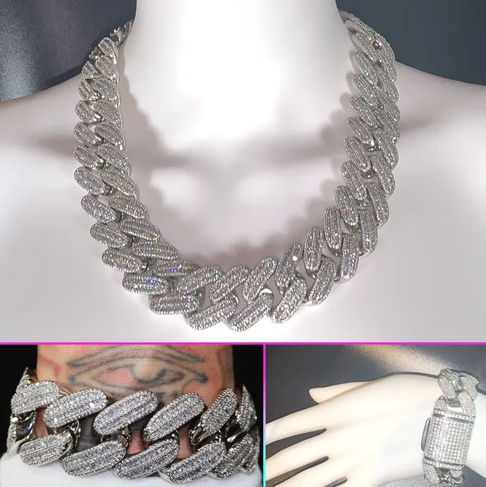Necklaces Minx London Cuban Link Chain Iced Out Chain Iced Out NecklaceBaguette Necklace Hip Hop Chain