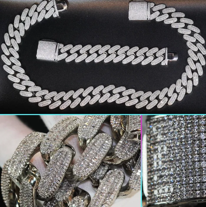 Necklaces Minx London Cuban Link Chain Iced Out Chain Iced Out NecklaceBaguette Necklace Hip Hop Chain