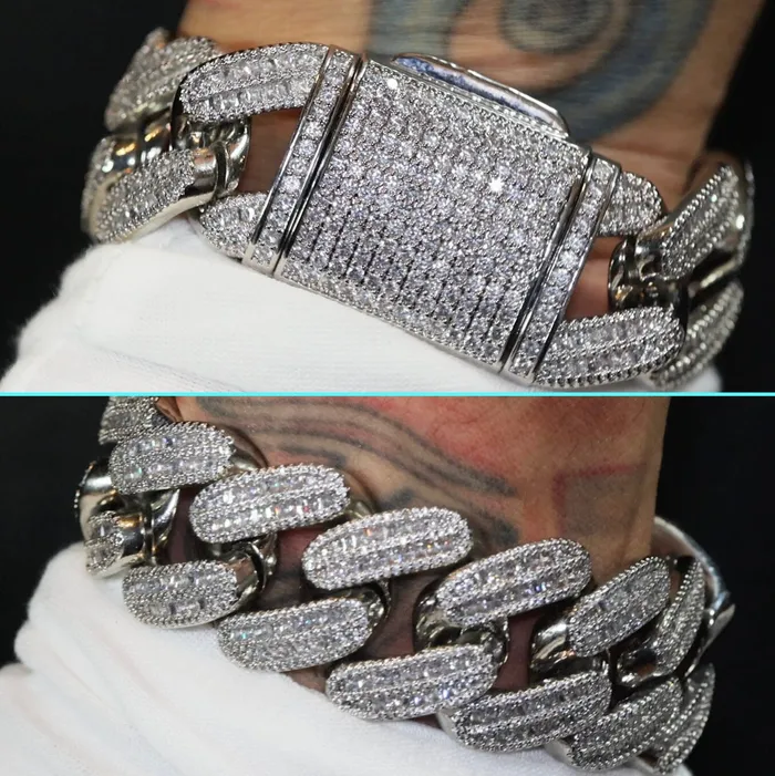 Necklaces Minx London Cuban Link Chain Iced Out Chain Iced Out NecklaceBaguette Necklace Hip Hop Chain