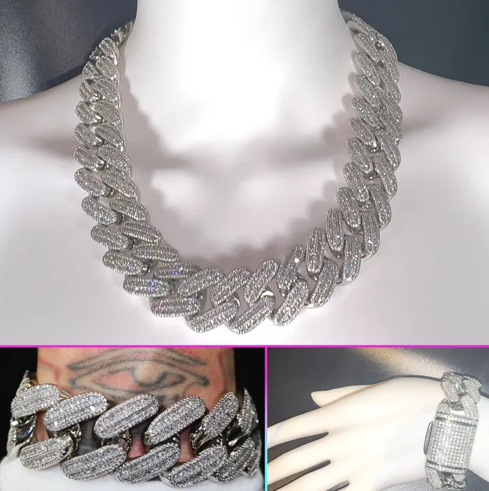 Necklaces Minx London Cuban Link Chain Iced Out Chain Iced Out NecklaceBaguette Necklace Hip Hop Chain