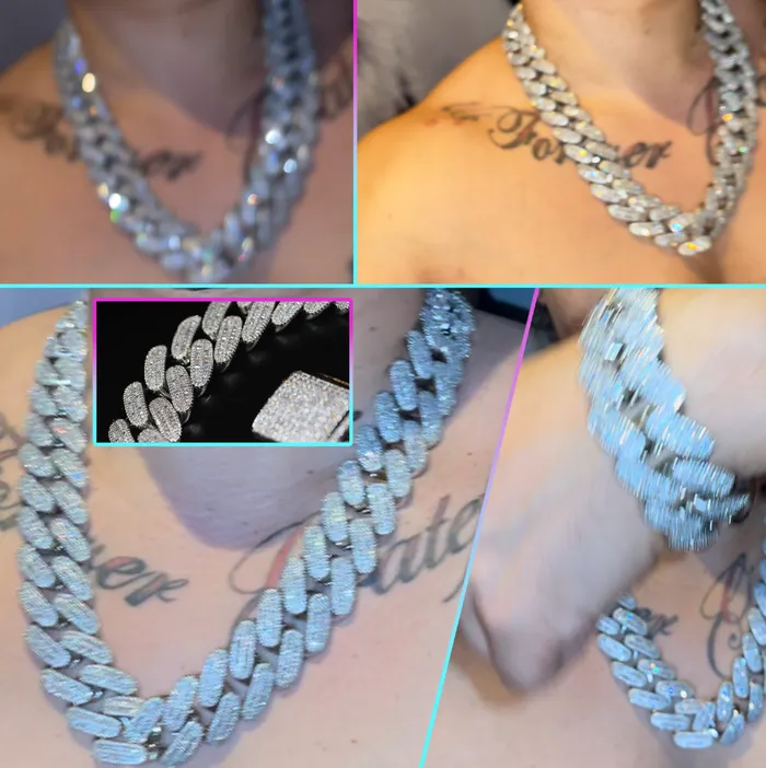 Necklaces Minx London Cuban Link Chain Iced Out Chain Iced Out NecklaceBaguette Necklace Hip Hop Chain