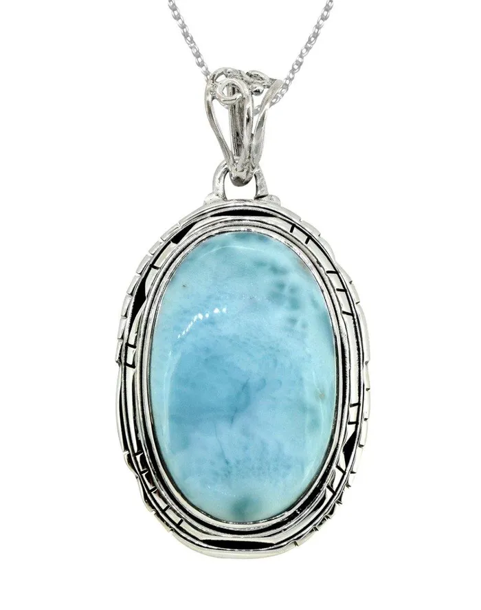 Necklaces Natural Larimar Solid 925 Sterling Silver Pendant 2 YoTreasure