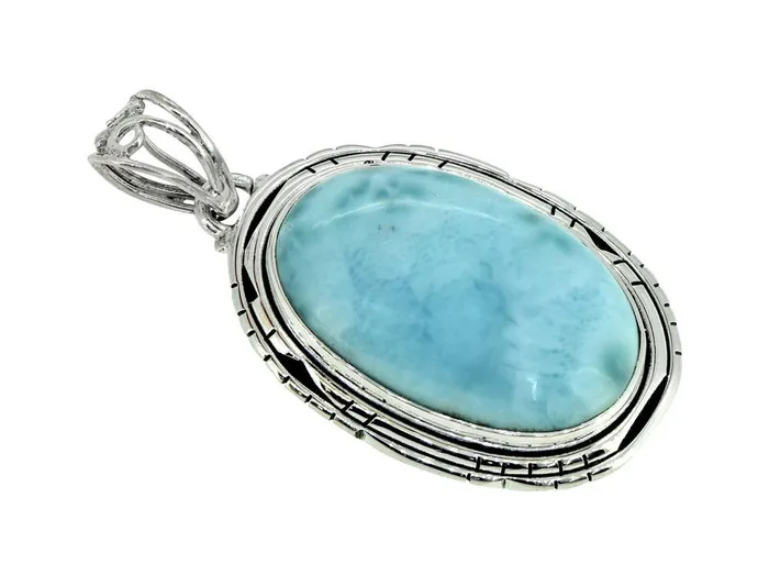 Necklaces Natural Larimar Solid 925 Sterling Silver Pendant 2 YoTreasure
