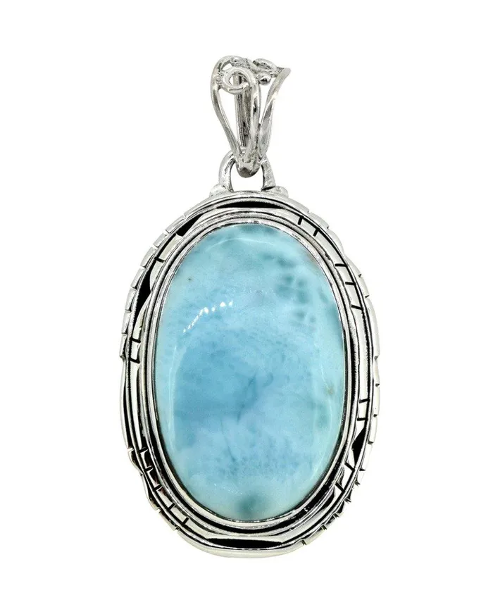 Necklaces Natural Larimar Solid 925 Sterling Silver Pendant 2 YoTreasure