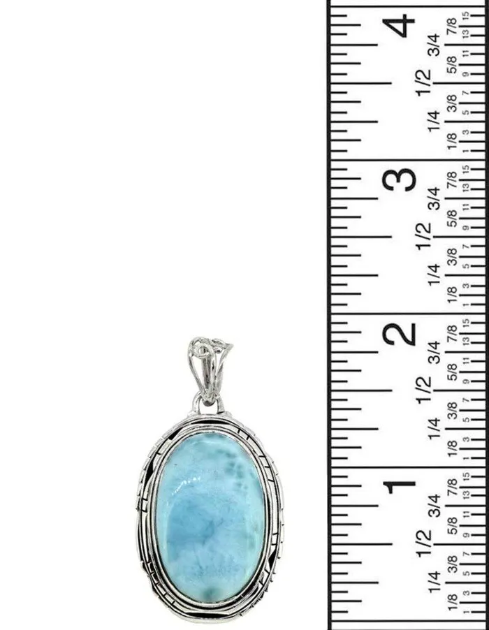 Necklaces Natural Larimar Solid 925 Sterling Silver Pendant 2 YoTreasure