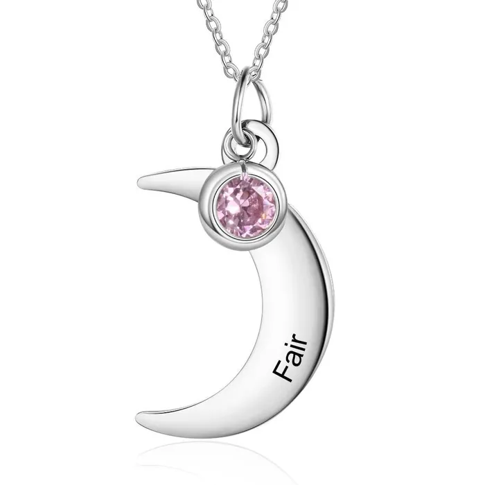 Necklaces Personalized Jewel Personalized Stainless Steel Necklace with Customized Name Moon Birthstone Pendant Classic Womens Party Jewelry Necklaces Personalized Jewel Personalized Stainless Steel Necklace with Customized Name Moon Birthstone Pendant Classic Womens Party Jewelry
