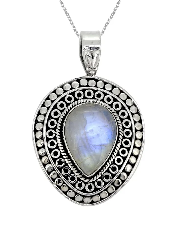Necklaces Rainbow Moonstone Solid 925 Sterling Silver Chain Pendant Jewelry YoTreasure Necklaces Rainbow Moonstone Solid 925 Sterling Silver Chain Pendant Jewelry YoTreasure