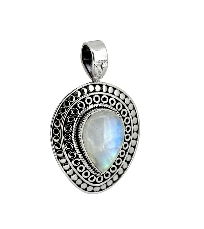 Necklaces Rainbow Moonstone Solid 925 Sterling Silver Chain Pendant Jewelry YoTreasure Necklaces Rainbow Moonstone Solid 925 Sterling Silver Chain Pendant Jewelry YoTreasure